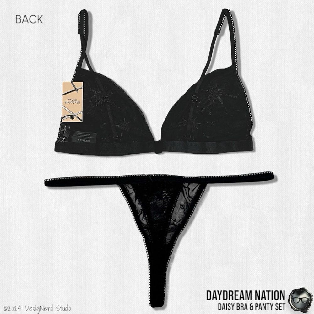 DAYDREAM NATION DAISY BRA & PANTY SET IN BLACK SHEER MESH LINGERIE SIZE MEDIUM - Picture 7 of 13